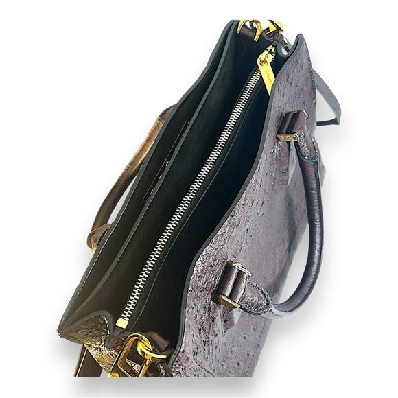 MICHAEL KORS Brown Ostrich Leather Crossbody or Satchel Includes Dust Bag NWOT - Picture 12 of 16